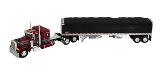 1:64 Peterbilt 379 Flattop Sleeper w/Wilson Grain Trailer (Legendary Red/Black) 1:64 Peterbilt 379 Flattop Sleeper w/Wilson Grain Trailer (Legendary Red/Black)