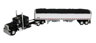 1:64 Peterbilt 379 Flattop Sleeper w/Wilson Grain Trailer (Black) 1:64 Peterbilt 379 Flattop Sleeper w/Wilson Grain Trailer (Black)