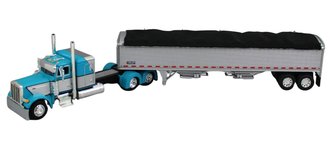 1:64 Peterbilt 379 Flattop Sleeper w/Wilson Grain Trailer (Aqua/Silver) 1:64 Peterbilt 379 Flattop Sleeper w/Wilson Grain Trailer (Aqua/Silver)