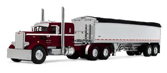1:64 Peterbilt 351 Sleeper w/34' Wilson Pacesetter Grain Trailer (Dark Cherry/White)