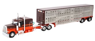 1:64 Peterbilt 589 Sleeper w/Spread Axle Wilson Silver Star Livestock Trailer "Coffey Farms"