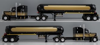 1:64 Peterbilt 589 70" Midroof w/Mississippi LP Tanker Trailer (Black/Gold) 1:64 Peterbilt 589 70" Midroof w/Mississippi LP Tanker Trailer (Black/Gold)
