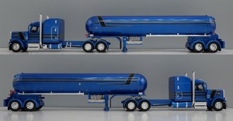 1:64 Peterbilt 589 70" Midroof w/Mississippi LP Tanker Trailer (Blue/Black) 1:64 Peterbilt 589 70" Midroof w/Mississippi LP Tanker Trailer (Blue/Black)