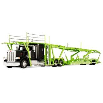 1:64 Peterbilt 389 Flat-Top Sleeper w/Boydstun 9106-48EZ Car Carrier Trailer (Black/Green) 1:64 Peterbilt 389 Flat-Top Sleeper w/Boydstun 9106-48EZ Car Carrier Trailer (Black/Green)