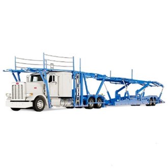 1:64 Peterbilt 389 Flat-Top Sleeper w/Boydstun 9106-48EZ Car Carrier Trailer (White/Blue) 1:64 Peterbilt 389 Flat-Top Sleeper w/Boydstun 9106-48EZ Car Carrier Trailer (White/Blue)