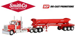 1:64 Peterbilt 589 Day Cab w/Smithco Tri-Axle Side Dump Trailer (Red)