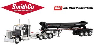 1:64 Peterbilt 589 Day Cab w/Smithco Tri-Axle Side Dump Trailer (Black)