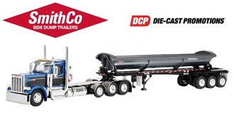 1:64 Peterbilt 589 Day Cab w/Smithco Tri-Axle Side Dump Trailer (Blue/Black)