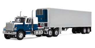 1:64 Chevrolet Bison 34" Flat Top Sleeper w/40' Vintage Reefer Trailer (Blue/Chrome)