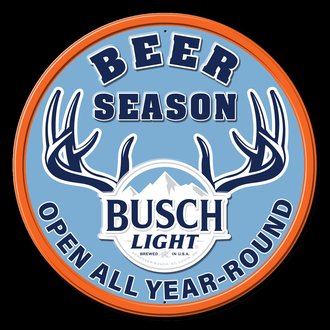 Metal Sign - Busch Light - Beer Season - Open All Year-Round (Round) *** Fully Embossed Steel ***