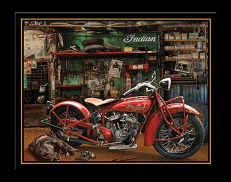 Metal Sign - Metal Sign - Indian Motorcycles - 1948 Chief in Garage