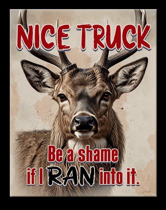 Metal Sign - Nice Truck - Be a Shame If I Ran Into It.