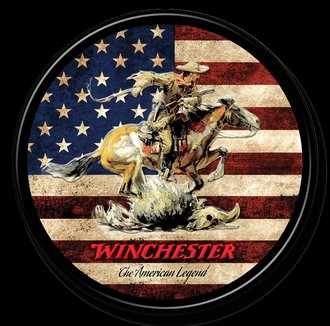 Metal Sign - Winchester - An American Legend w/American Flag (Round) - FULLY EMBOSSED STEEL Metal Sign - Winchester - An American Legend w/American Flag (Round) - FULLY EMBOSSED STEEL