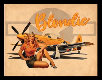 Metal Sign - Blondie Pin-Up Girl - P-51 Mustang
