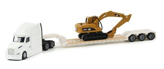 1:87 Peterbilt 579 Tractor w/Lowboy Trailer & CAT 315C Excavator (White) 1:87 Peterbilt 579 Tractor w/Lowboy Trailer & CAT 315C Excavator (White)