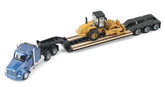 1:87 Kenworth T880 Tractor w/Lowboy Trailer & CAT Padfoot Roller (Blue) 1:87 Kenworth T880 Tractor w/Lowboy Trailer & CAT Padfoot Roller (Blue)