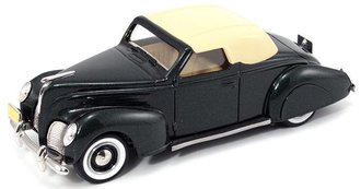 1:43 1938 Lincoln Zephyr Convertible (Dark Metallic Green w/Tan Top)