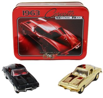 1:64 Corvette 50th Anniversary - 1963 Chevy Corvette C2 w/Tin (Black & Gold Variant)