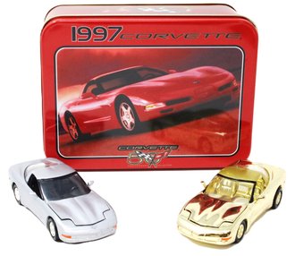 1:64 Corvette 50th Anniversary - 1997 Chevy Corvette C5 w/Tin (Silver & Gold Variant)