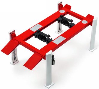 1:18 Four-Post Lift (White/Red) 1:18 Four-Post Lift (White/Red)