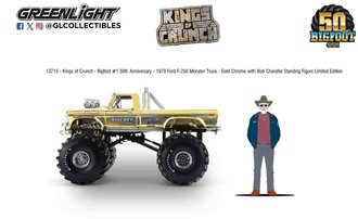 1:18 Bigfoot #1 50th Anniversary - 1974 Ford F-250 Monster Truck w/Bob Chandler Figure (Gold Chrome)