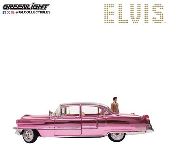 1:18 Elvis Presley - 1955 Cadillac Fleetwood Series 60 Pink Chrome Edition w/Elvis Gold Suit Figure