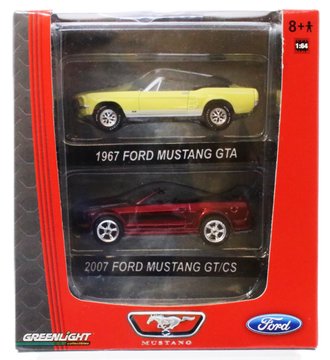 1:64 1967 Ford Mustang GTA (Yellow) & 2007 Ford Mustang GT/CS (Red) (2 Car Set)