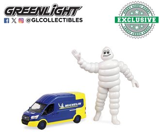 1:64 2019 Ford Transit LWB High Roof w/1:18 Michelin Man Figure "Michelin Tires"