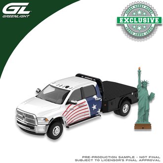 1:64 2018 RAM 3500 Dually Flatbed w/Statue of Liberty Figurine "America 250 Edition"