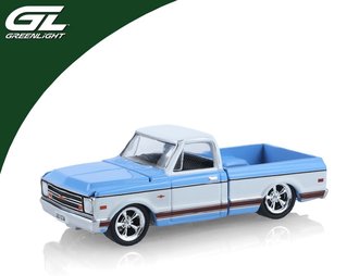 1:64 1969 Chevrolet C10 Lowrider (Azure Blue/White)