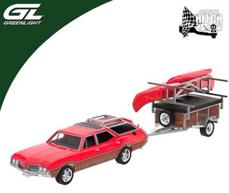 1:64 1970 Oldsmobile Vista Cruiser w/Canoe Trailer,Canoe Rack, Canoe & Kayak (Rallye Red) 1:64 1970 Oldsmobile Vista Cruiser w/Canoe Trailer,Canoe Rack, Canoe & Kayak (Rallye Red)