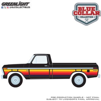 1:64 Blue Collar Series 15 - 1977 Ford F-100 w/Bed Cover (Black w/Free Wheeling Stripes)