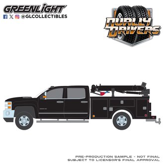 1:64 Dually Drivers Series 17 - 2016 Chevrolet Silverado 3500 Dually Crane Truck (Black)