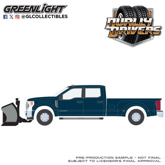 1:64 Dually Drivers Series 17 - 2022 Ford F-450 Dually w/Snow Plow (Antimatter Blue)
