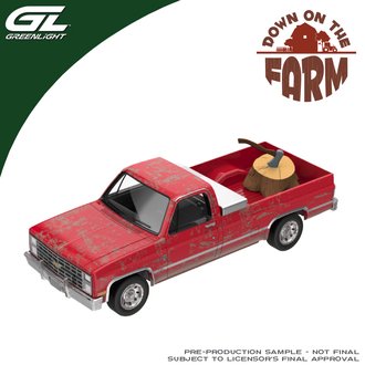 1:64 1986 Chevrolet K30 Custom Deluxe Lifted w/Toolbox, Tree Stump & Axe (Weathered Red) 1:64 1986 Chevrolet K30 Custom Deluxe Lifted w/Toolbox, Tree Stump & Axe (Weathered Red)