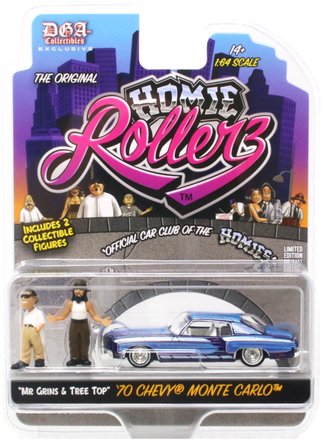 1:64 Homie Rollerz 2025 Series 1 - 1970 Chevrolet Monte Carlo w/Mr. Grins & Tree Top