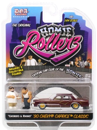 1:64 Homie Rollerz 2025 Series 1 - 1990 Chevrolet Caprice Classic w/Chorizo & Rhino