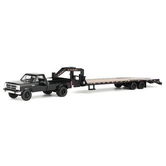 1:64 1993 1st Gen Dodge Ram W-350 Dually w/Toolbox & Gooseneck Flatbed Trailer (Black) 1:64 1993 1st Gen Dodge Ram W-350 Dually w/Toolbox & Gooseneck Flatbed Trailer (Black)