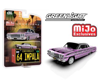 1:64 Lowriders - 1964 Chevrolet Impala SS Hardtop w/Mini Metal License Plate (Pink) 1:64 Lowriders - 1964 Chevrolet Impala SS Hardtop w/Mini Metal License Plate (Pink)