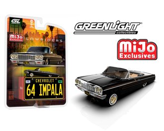 1:64 Lowriders - 1964 Chevrolet Impala SS Convertible w/Mini Metal License Plate (Black) 1:64 Lowriders - 1964 Chevrolet Impala SS Convertible w/Mini Metal License Plate (Black)