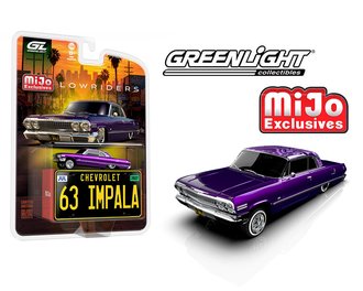 1:64 Lowriders - 1963 Chevrolet Impala SS Hardtop w/Mini Metal License Plate (Candy Purple) 1:64 Lowriders - 1963 Chevrolet Impala SS Hardtop w/Mini Metal License Plate (Candy Purple)