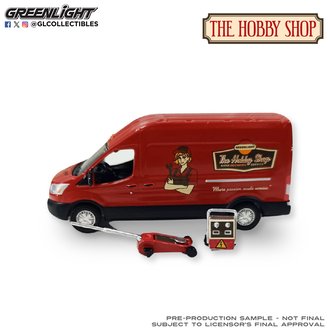 1:64 The Hobby Shop Series 17 - 2019 Ford Transit LWB High Roof w/Car Jack & Battery