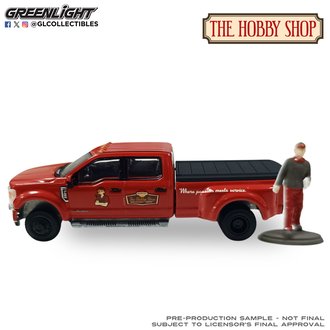 1:64 The Hobby Shop Series 17 - 2022 Ford F-450 Dually Pickup (Red) w/Mechanic Figure "Shop Truck"