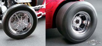 1:18 Chromed Hot Rod Drag Wheel & Tire Pack 1:18 Chromed Hot Rod Drag Wheel & Tire Pack