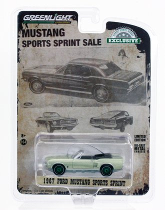 Chase 1:64 1967 Ford Mustang Convertible Sports Sprint (Lime Gold)