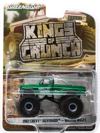 Chase 1:64 1987 Chevy Silverado Monster Truck "Wasted Wages" ***Green Body***