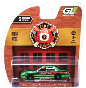 Super Chase 1:64 2011 Ford Crown Victoria "Palmyra, PA Fire Department" ***Green Chrome***