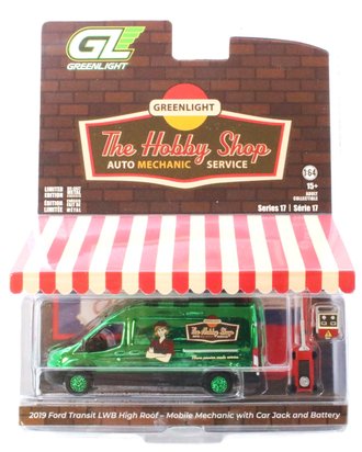 Super Chase 1:64 2019 Ford Transit LWB High Roof w/Car Jack & Battery ***Green Chrome*** Super Chase 1:64 2019 Ford Transit LWB High Roof w/Car Jack & Battery ***Green Chrome***