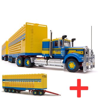 1:64 Kenworth Truck w/3 Livestock Trailers & Dolly "Hampton Transport Livestock Road Train" 1:64 Kenworth Truck w/3 Livestock Trailers & Dolly "Hampton Transport Livestock Road Train"