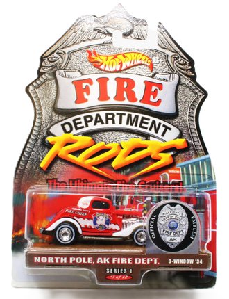 1:64 FD Rods - 3-Window 1934 - North Pole, AK Fire Dept. (Red/White)
